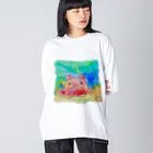 onmycolorの楽描き店のめんだぁこさん ビッグシルエットロングスリーブTシャツ