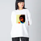 クリエイティブ ショップのアフロヘアーのファンキーな女性 Big Long Sleeve T-Shirt