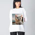 ちゅんきちショップの癒やしの子猫　イラストグッズ ビッグシルエットロングスリーブTシャツ