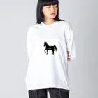 みんなのみすたーさんの silhouette horse Big Long Sleeve T-Shirt