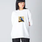 ラッキーマインあべむつきのドット絵の青い鳥 Big Long Sleeve T-Shirt