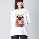 LEONのWe♥PUG　色彩（パグ大好き！） ビッグシルエットロングスリーブTシャツ