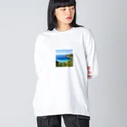 山田　太郎の海辺で　ゆったり　バカンス ビッグシルエットロングスリーブTシャツ