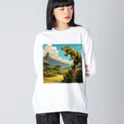 和彩-Wairoriのアニメ調　ティラノサウルス Big Long Sleeve T-Shirt