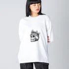 COOL&SIMPLEのBlack White Illustrated Skull King  Big Long Sleeve T-Shirt