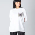 れいにゃん堂&れいにゃあ～と😺のチョークアートの見上げるサビ猫 Big Long Sleeve T-Shirt