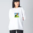 REIZAのカラフルにたたずむ馬 Big Long Sleeve T-Shirt