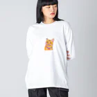 ネコフスキの鮮やかな凛々しい猫さんのイラストグッズ Big Long Sleeve T-Shirt