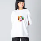 Useponzooのピクセルアート　ハム ビッグシルエットロングスリーブTシャツ