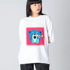 hoshi_pの鼻からしゃぼんクマっち ビッグシルエットロングスリーブTシャツ