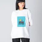 hassy3160のwhite beach vibesデザイン ビッグシルエットロングスリーブTシャツ