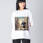 ルノルノの自転車でお買い物パンダくん Big Long Sleeve T-Shirt