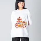 Stellaの水彩画のアフタヌーンティー ビッグシルエットロングスリーブTシャツ