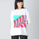 ココから（こーひーまる。）のカラフラミンゴ Big Long Sleeve T-Shirt