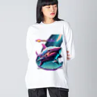 RISE　CEED【オリジナルブランドSHOP】のサメ型宇宙船の奇想天外 ビッグシルエットロングスリーブTシャツ