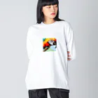 good★holidayのドット絵のオウム ビッグシルエットロングスリーブTシャツ