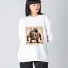 PUGおやじのロボパグ出動 ビッグシルエットロングスリーブTシャツ