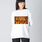 Mottan‘s Art Goods Shopの見ざる・聞かざる・言わざる　See no evil, hear no evil, speak no evil ビッグシルエットロングスリーブTシャツ