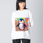 aki7sの笑顔のペンギン ビッグシルエットロングスリーブTシャツ