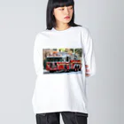 ビッグスマイルライフのかっこいいはしご車 ビッグシルエットロングスリーブTシャツ