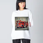 ビッグスマイルライフのレトロ消防車 ビッグシルエットロングスリーブTシャツ