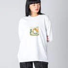 aoking_の和カエルかぼちゃ2 ビッグシルエットロングスリーブTシャツ