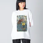 JapaneseArt Yui Shopの亀蟹合戦 ビッグシルエットロングスリーブTシャツ