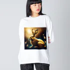 Luck with moneyの金運アップ！！黄金のうさぎ Big Long Sleeve T-Shirt