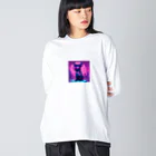 k-famのファッションドッグ・ピンク Big Long Sleeve T-Shirt