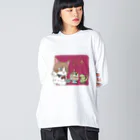 猫のきぬくんのお店の素敵な夜 ビッグシルエットロングスリーブTシャツ