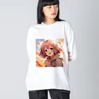 ぶーたんの紅葉の中で輝く彼女 ビッグシルエットロングスリーブTシャツ