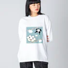 イラスト MONYAAT のズレぱんだちゃんとくもちゃん ビッグシルエットロングスリーブTシャツ