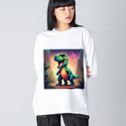 春乃遊羽アイディアイラストショップの可愛いティラノサウルス Big Long Sleeve T-Shirt