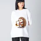 moriugのサックスを演奏するハリネズミ Big Long Sleeve T-Shirt