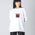 毎日がにゃんとも幸せ マサッチShopのレトロバイクドット　夕日編№４ Big Long Sleeve T-Shirt