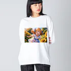 poketuのかわいい少女のイラストグッズ Big Long Sleeve T-Shirt