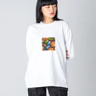 mofu mofu309のピザ食べるインコ Big Long Sleeve T-Shirt