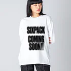 おもしろいTシャツ屋さんのSIXPACK COMINGSOON シックスパック カミングスーン 筋トレ ビッグシルエットロングスリーブTシャツ