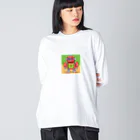 pepe55の青森　 "津軽のりんごガードロボット" ビッグシルエットロングスリーブTシャツ