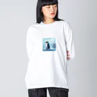 AIワクワクのイラストのペンギン ビッグシルエットロングスリーブTシャツ