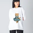 ハッピー・ディライト・ストアのバレリーナの子猫 ビッグシルエットロングスリーブTシャツ