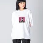 3mimi3の壁画アートのにゃんこ Big Long Sleeve T-Shirt