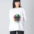 Moodifyのサイバーパンククラゲ　ミズクラゲ　水彩画スプラッシュ Big Long Sleeve T-Shirt