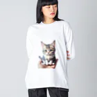 ジヤム職人の"手のひらの猫"  ビッグシルエットロングスリーブTシャツ