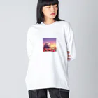 koba777のドット絵ハリネズミ ビッグシルエットロングスリーブTシャツ