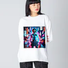 Hayate Kawakami オリジナルの般若女子高生 Big Long Sleeve T-Shirt