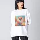 isoisocialのふわふわポメラニアン Big Long Sleeve T-Shirt