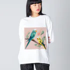 pinetreeのインコ１ ビッグシルエットロングスリーブTシャツ