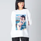 仮想の妖精たち: AI美少女の魅力のデジタル夢幻アートシリーズ ビッグシルエットロングスリーブTシャツ