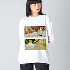 かえる商店の黄昏と曙 by Alfons Mucha ビッグシルエットロングスリーブTシャツ